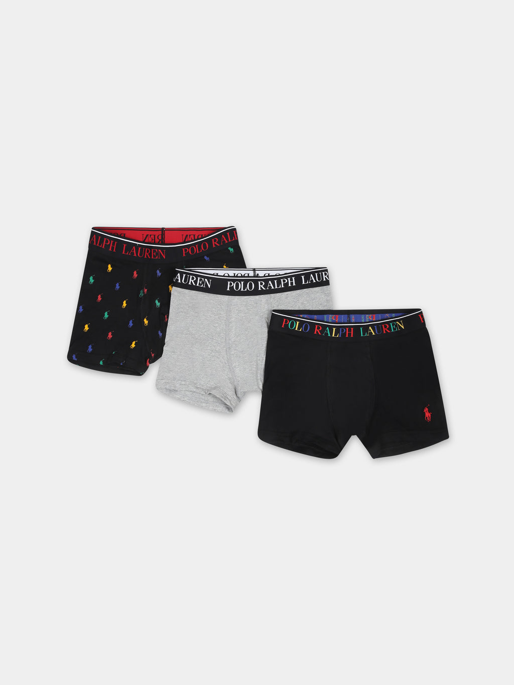 Multicolor boxer set for boy with logo and pony